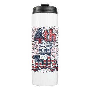 4. Juli Patriotische Feuerwerk Vintage-Shirt Desi Thermosbecher