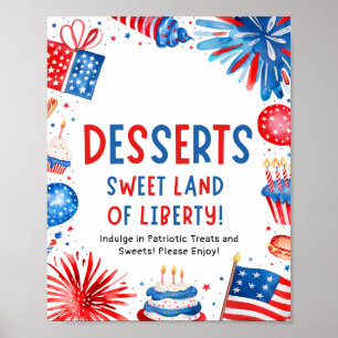 4. Juli Patriotische Feuerwerke Sommer Dessert Zei Poster