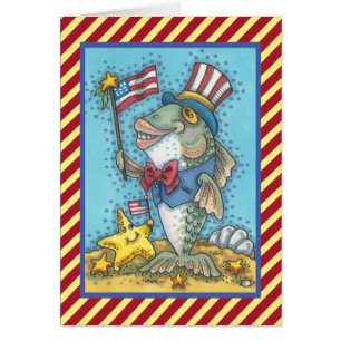 4. JULI PATRIOTISCHE FISCH-GRUSSKARTE Verse