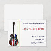 4. Juli Patriotische Flaggengitarre Einladung (Vorne/Hinten)