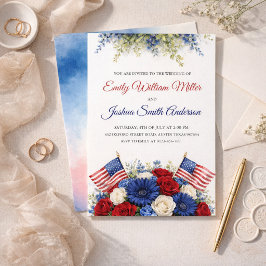 4. Juli Patriotische Florale Hochzeitseinladung Einladung