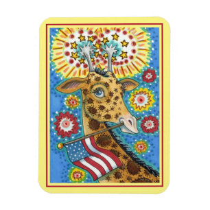 4. JULI PATRIOTISCHE GIRAFFE & FEUERWERK Cute Lust Magnet