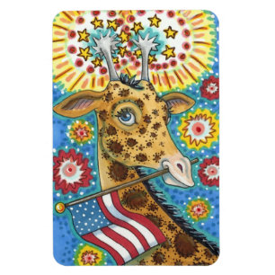 4. JULI PATRIOTISCHE GIRAFFE & FEUERWERK Cute Lust Magnet