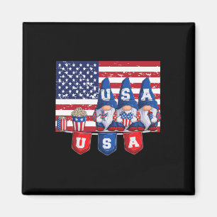 4. Juli Patriotische Gnome Lustig Amerikanisch USA Magnet