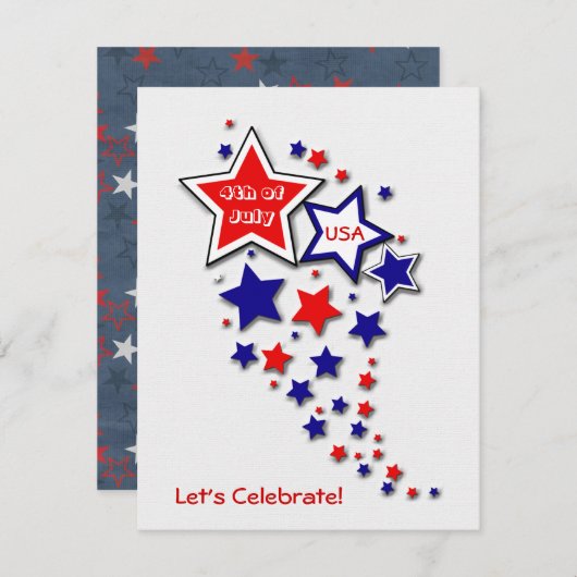 4. Juli Patriotische GRILLEN Party Einladung (Vorne/Hinten)