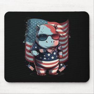 4. Juli Patriotische Hippo Us Flag Mousepad