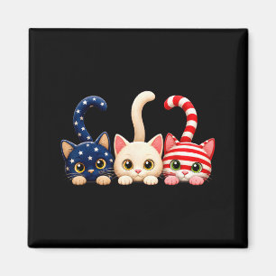 4. Juli Patriotische Katze USA Amerikanische Flagg Magnet
