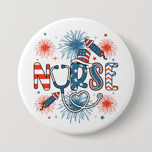 4. Juli Patriotische Krankenpflege Runde Button