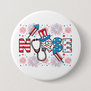 4. Juli Patriotische Krankenpflege Runde Button
