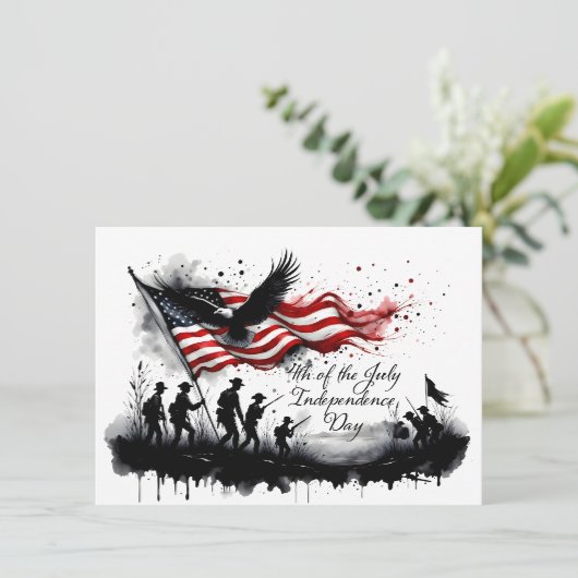 4. Juli Patriotische Kunst mit Flag & Soldaten (Stehend Vorderseite)