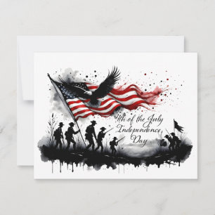 4. Juli Patriotische Kunst mit Flag & Soldaten