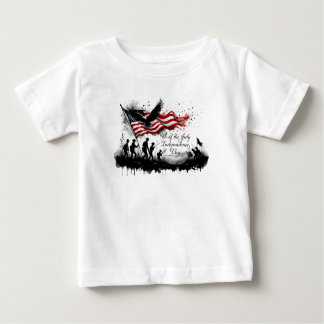 4. Juli Patriotische Kunst mit Flag & Soldaten Baby T-shirt
