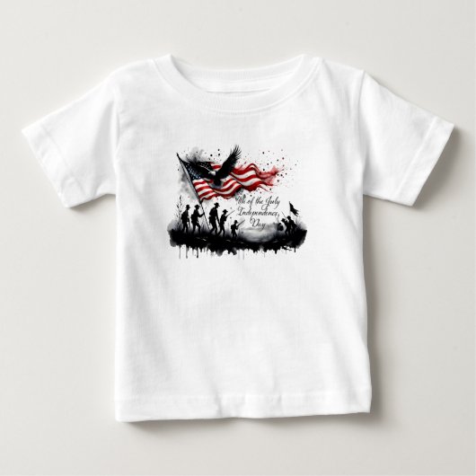 4. Juli Patriotische Kunst mit Flag & Soldaten Baby T-shirt (Vorderseite)