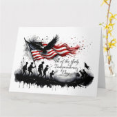 4. Juli Patriotische Kunst mit Flag & Soldaten Karte (Gelbe Blume)
