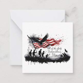 4. Juli Patriotische Kunst mit Flag & Soldaten Mitteilungskarte