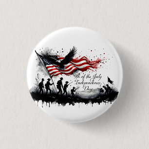 4. Juli-patriotische Kunst mit Flagge und Soldaten Button