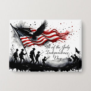 4. Juli-patriotische Kunst mit Flagge und Soldaten Button