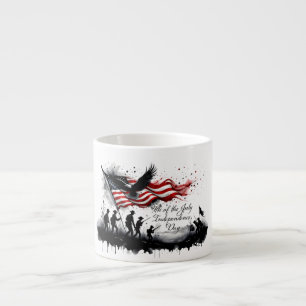 4. Juli-patriotische Kunst mit Flagge und Soldaten Espressotasse
