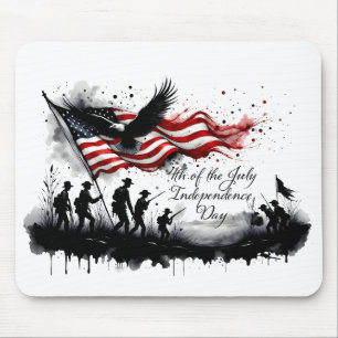 4. Juli-patriotische Kunst mit Flagge und Soldaten Mousepad