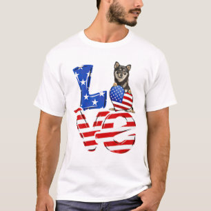 4. Juli Patriotische LIEBE Shiba American Flag T-Shirt