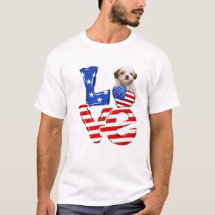4. Juli Patriotische LIEBE Teddy Bären Hund Amerik T-Shirt