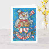 4. JULI-PATRIOTISCHE OWL GREETING CARD-Leere Karte (Gelbe Blume)