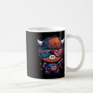 4. Juli Patriotische Schottische Kuh US-Flagge Kaffeetasse