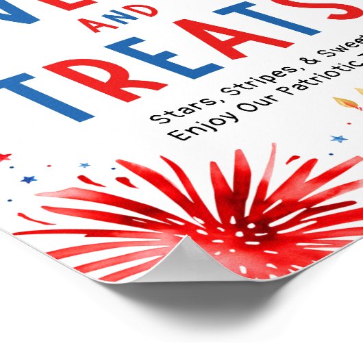 4. Juli Patriotische Sommer Süßigkeiten und Lecker Poster (Ecke)