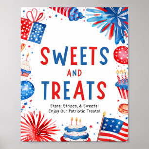 4. Juli Patriotische Sommer Süßigkeiten und Lecker Poster