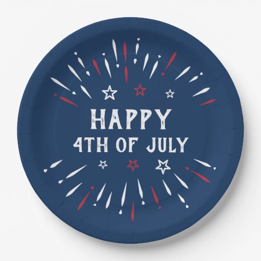 4. Juli: Patriotische Unabhängigkeit Amerikas Pappteller (Vorderseite)