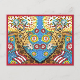 4. JULI PATRIOTISCHE ZWEI-GIRAFFES, FIREWORKS-Spaß Feiertagspostkarte
