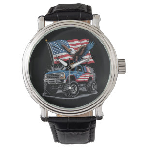 4. Juli Patriotischer Adler Monstertruck Amerikani Armbanduhr