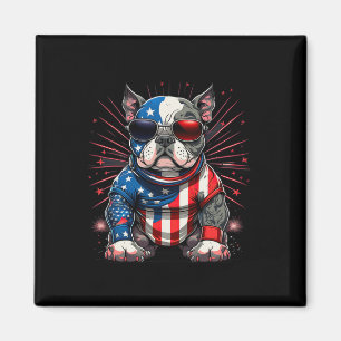 4. Juli Patriotischer Amerikaner Bully Dog US Flag Magnet