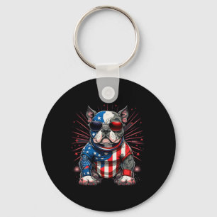4. Juli Patriotischer Amerikaner Bully Dog US Flag Schlüsselanhänger