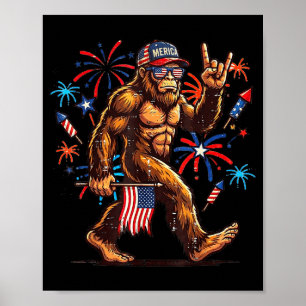 4. Juli patriotischer amerikanischer Bigfoot Sasqu Poster
