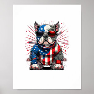 4. Juli Patriotischer amerikanischer Bully Dog US- Poster