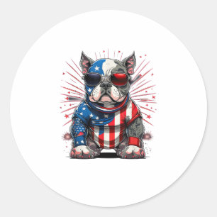 4. Juli Patriotischer amerikanischer Bully Dog US- Runder Aufkleber