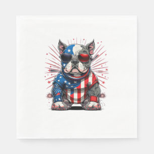 4. Juli Patriotischer amerikanischer Bully Dog US- Serviette
