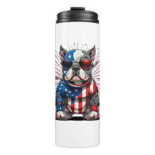 4. Juli Patriotischer amerikanischer Bully Dog US- Thermosbecher
