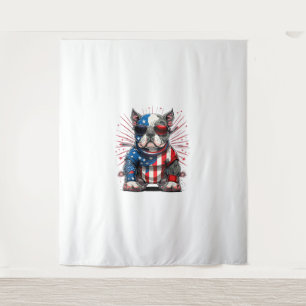 4. Juli Patriotischer amerikanischer Bully Dog US- Wandteppich