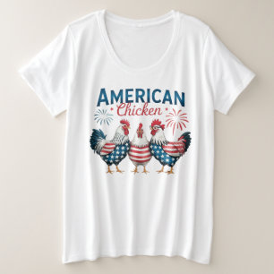 4. Juli Patriotischer Amerikanischer Hahn-62987 T- Große Größe T-Shirt