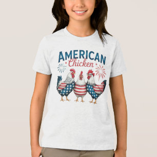 4. Juli Patriotischer Amerikanischer Hahn-62987 T- Tri-Blend Shirt