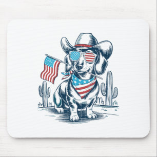 4. Juli Patriotischer Dachshund Cowboy Hund Usa Fl Mousepad