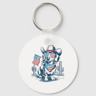 4. Juli Patriotischer Dachshund Cowboy Hund Usa Fl Schlüsselanhänger