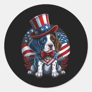4. Juli Patriotischer englischer Pointer Dog US Fl Runder Aufkleber
