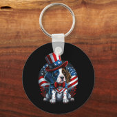 4. Juli Patriotischer englischer Pointer Dog US Fl Schlüsselanhänger (Vorderseite)