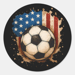 4. Juli Patriotischer Fußball Usa Amerikanische Fl Runder Aufkleber