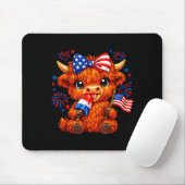 4. Juli Patriotischer Highland Cow Popsicle Mousepad (Mit Mouse)