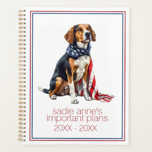 4. Juli Patriotischer Hund Personalisiert Planer