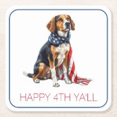 4. Juli Patriotischer Hund Personalisiert Rechteckiger Pappuntersetzer (Vorderseite)
